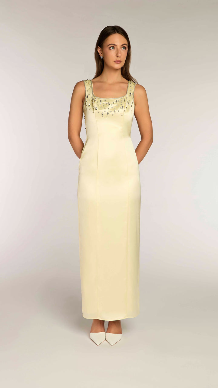 THE ANDY SATIN DRESS YELLOW